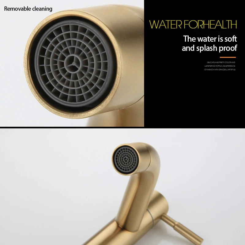 304 Faucet Home Brushed Gold Stainless Steel Basin Faucet Bathroom Cold Water Faucet Deck Mounted Bathroom Vessel Sink