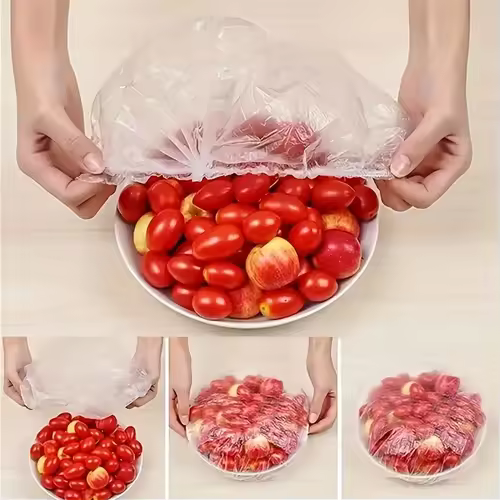 100pcs Disposable Food Cover Saran Wrap Bowel Cover Food Grade Fresh-keeping Plastic Bag Kitchen Storage Accessories - Image 6