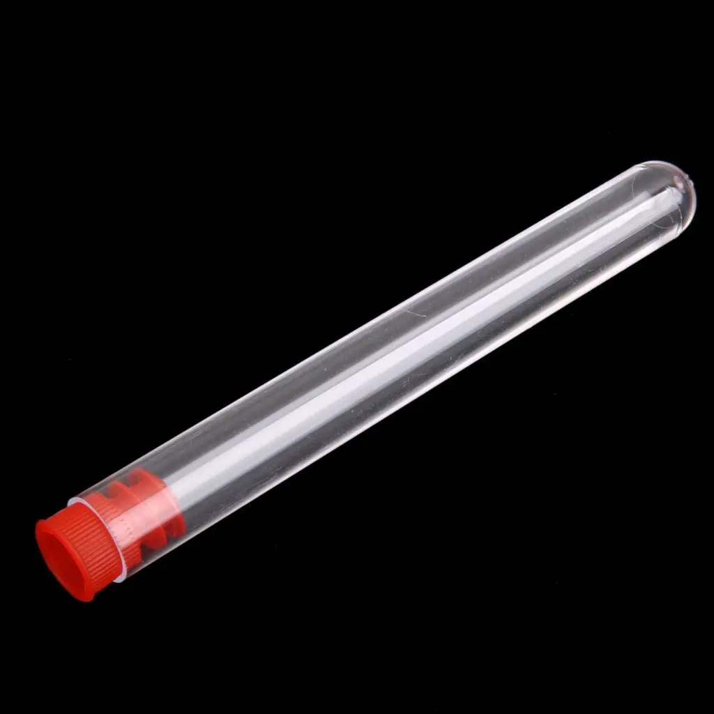 

20Pcs Plastic Test Tubes Non-Graduated Red Round Bottom Screw Cap Leakproof for Laboratory Samples Food Coloring Crafts