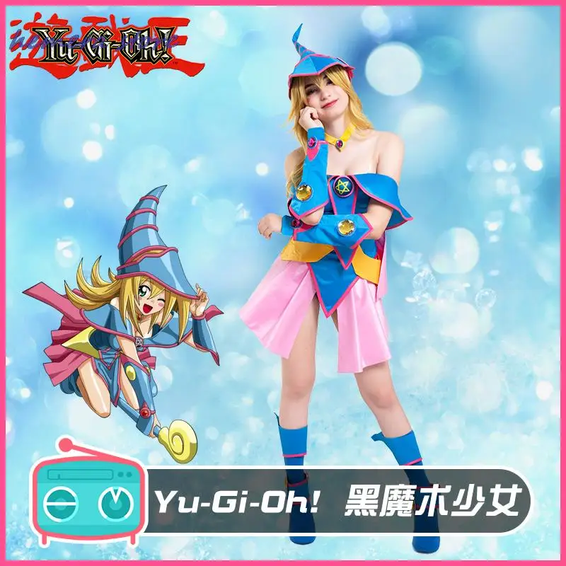 Yu-Gi-Oh Dark Magician Girl Cosplay Costume avec chapeau pour femme, Gelplay