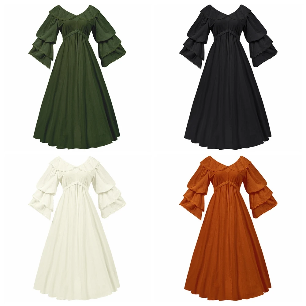 Vestido feminino renascentista vestido medieval vestido espartilho de Halloween vestido elfo da floresta