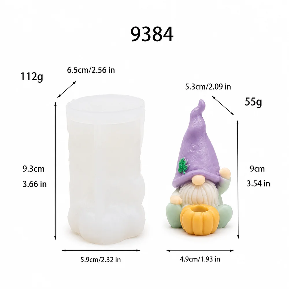 Christmas Dwarf Candle Silicone Mould Dwarf Holding  Pumpkin and Leaves Resin Gypsum Cement Mold Handcrafted Soap Making Tools