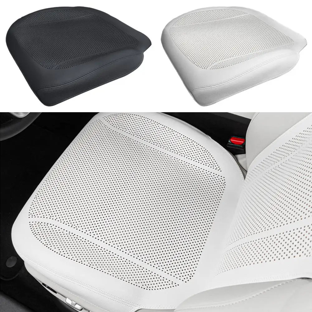   Cojín de coche Tesla de cuero de napa, estera protectora transpirable, cojín antideslizante para asiento de coche, accesorios para automóvil O4D8