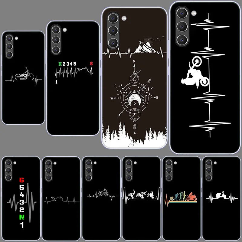 Motorcycle Heartbeat Phone Case for Samsung A54 A14 A24 A34 5G Galaxy A02S A03S A04S A12 A22 A32 A52 A72 A13 A23 A33 A53 A73 A42