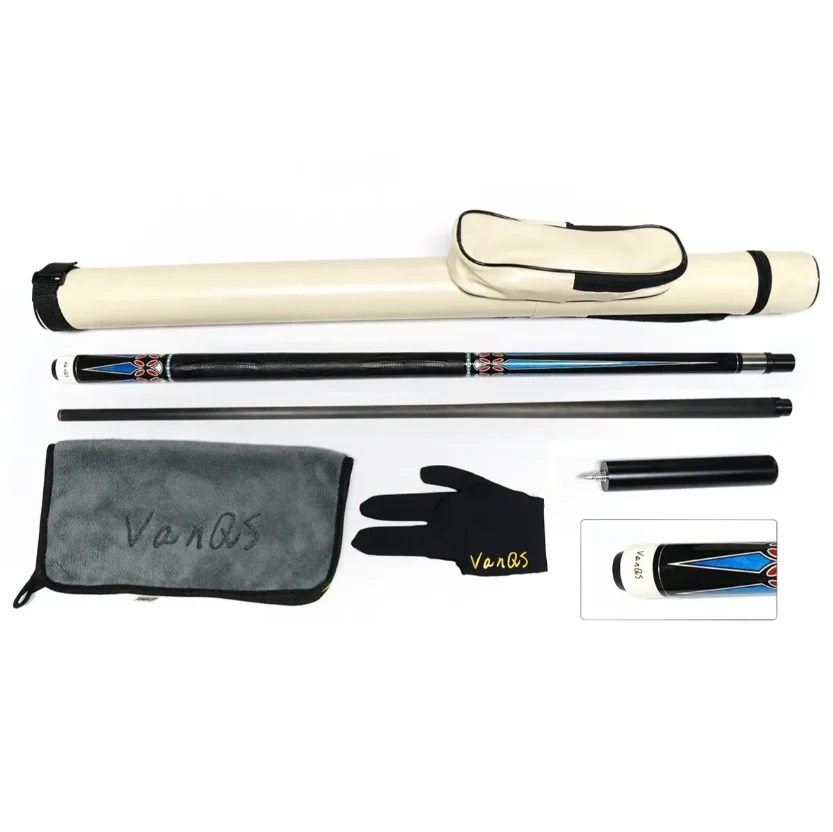 Premium carbon fiber shaft Billiard Maple Wood 1/2 pool cue with telescopic extension and cue bag and clean cloth and glove