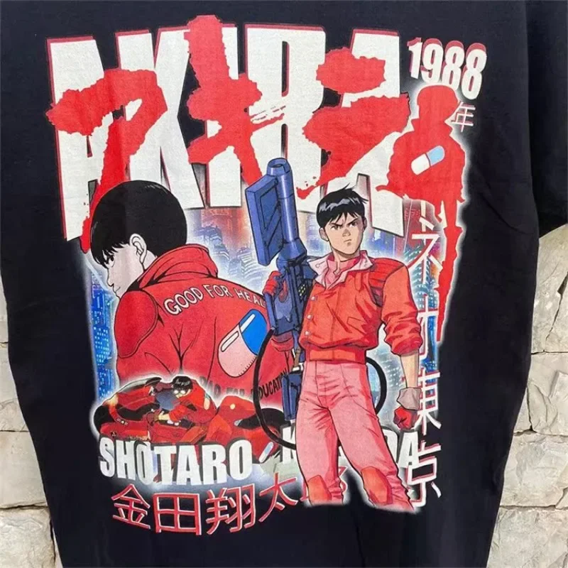 Japanese Akira Anime T Shirts High Quality Vintage Motorcycle Short Sleeve Cotton T-shirt for Men Women