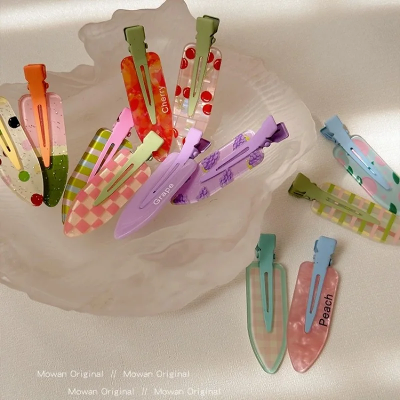 2 Stück/Paar Acryl-Haarspangen in Sakura-Rosa, nahtlos, für Damen, Pony-Clip ohne Biegung, Entenschnabel-Haarspange, Haarnadeln, Haaraccessoires für Damen und Mädchen_voghion.com