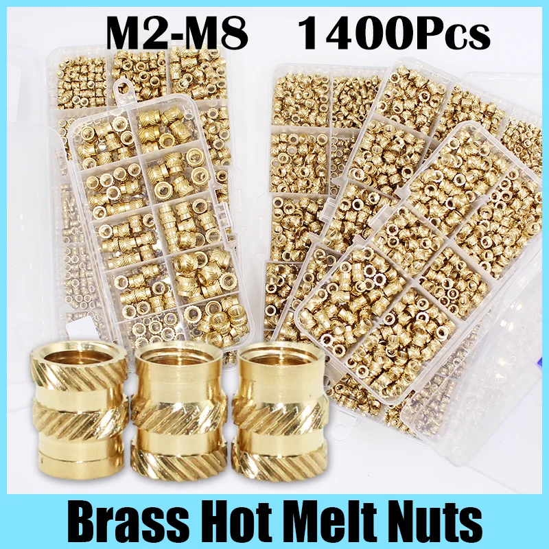 

Brass Hot Melt Insert Nut Set M2 M2.5 M3 M4 M5 M6 Brass Thread Heat Molding Double Twill Injection Embedment Nut For 3D Printer