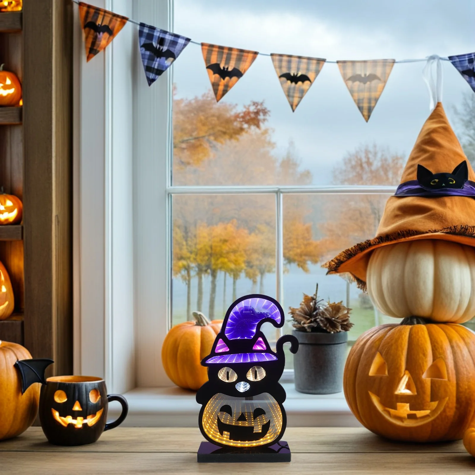 هالوين اليقطين ضوء النيون USB بالطاقة النيون تسجيل قاعدة مصباح ليد الجدول مصباح داخلي هالوين حزب بار ديكور غرفة نوم