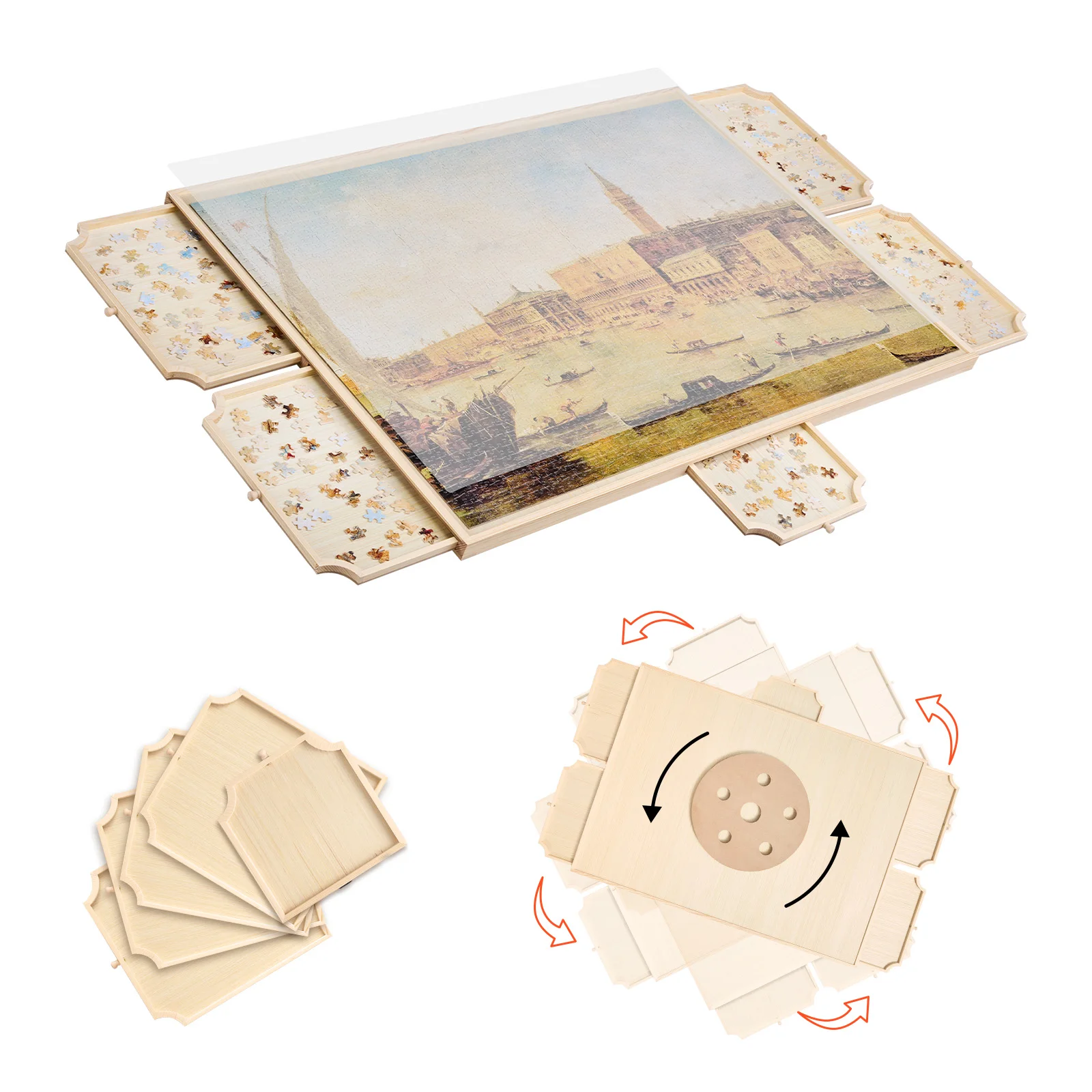 

SucceBuy 2000 шт., вращающаяся доска-головоломка с 5 ящиками и крышкой, деревянный стол, аксессуары для головоломок для детей и взрослых