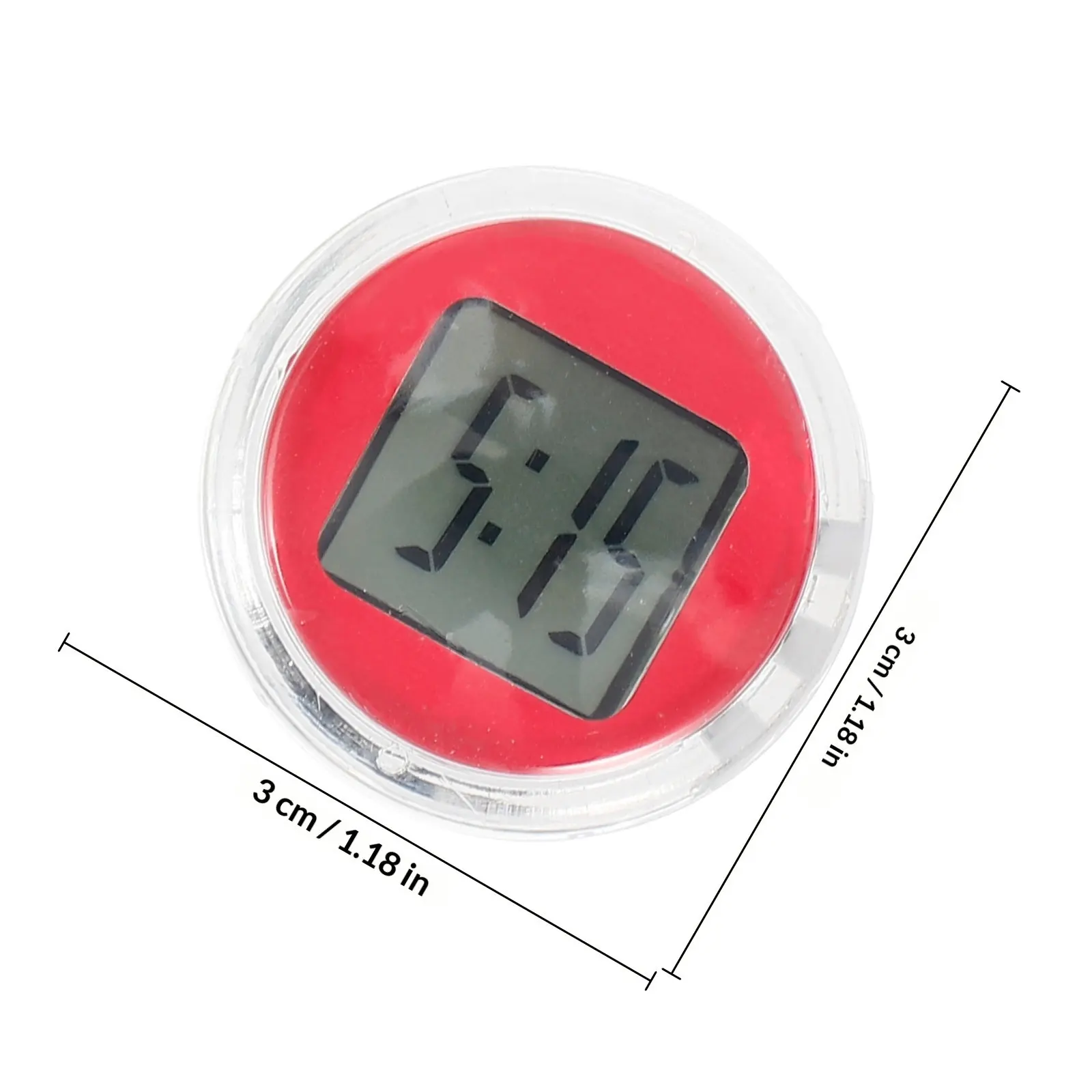 Mini Waterproof Self-Adhesive Car Dashboard Clock Red Small Digital Auto Interior Decoration Motorcycle Scooter Bike Universal