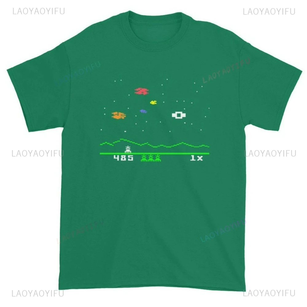 Футболка из чистого хлопка с принтом видеоигр, 80-е годы, Astrosmash Game, 8-битный аркадный стиль, ностальгическая культура 1980-х годов, геймерская рубашка унисекс Футболка из чистого хлопка с принтом видеоигр, 80-е годы, Astrosmash Game, 8-битный аркадный стиль, ностальгическая культура 1980-х годов, геймерская рубашка унисекс