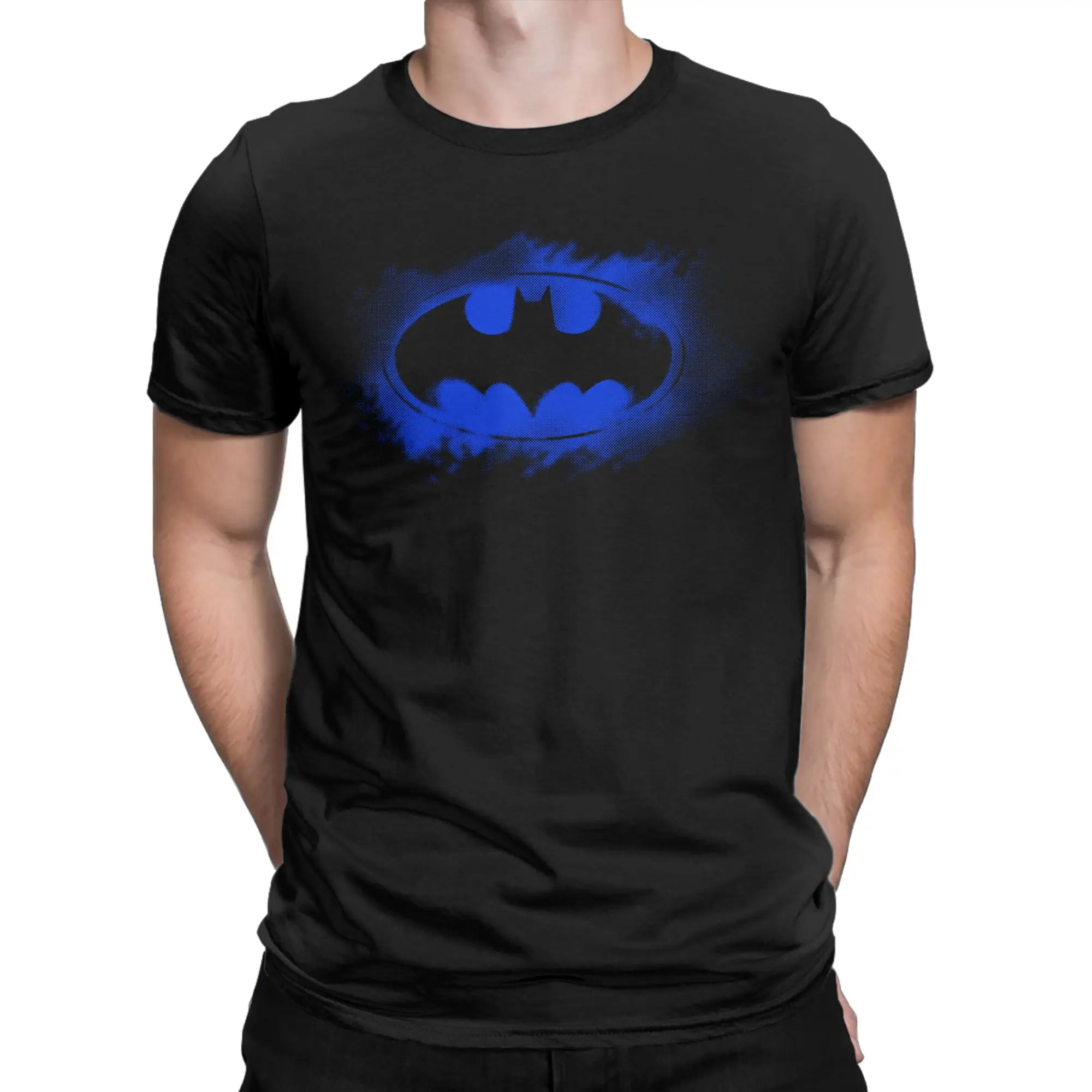 Camisetas con el logotipo del símbolo de Batman para hombres y mujeres, camiseta Vintage 100% de algodón, camiseta de manga corta con cuello redondo, Idea de regalo, ropa