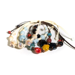 Yıldızdan yapılmış bilezik-renkli seramik el yapımı kordon mumu, ayarlanabilir moda aksesuarlarını örün-özel En iyi 10 satış-seramik rengi-no. 7