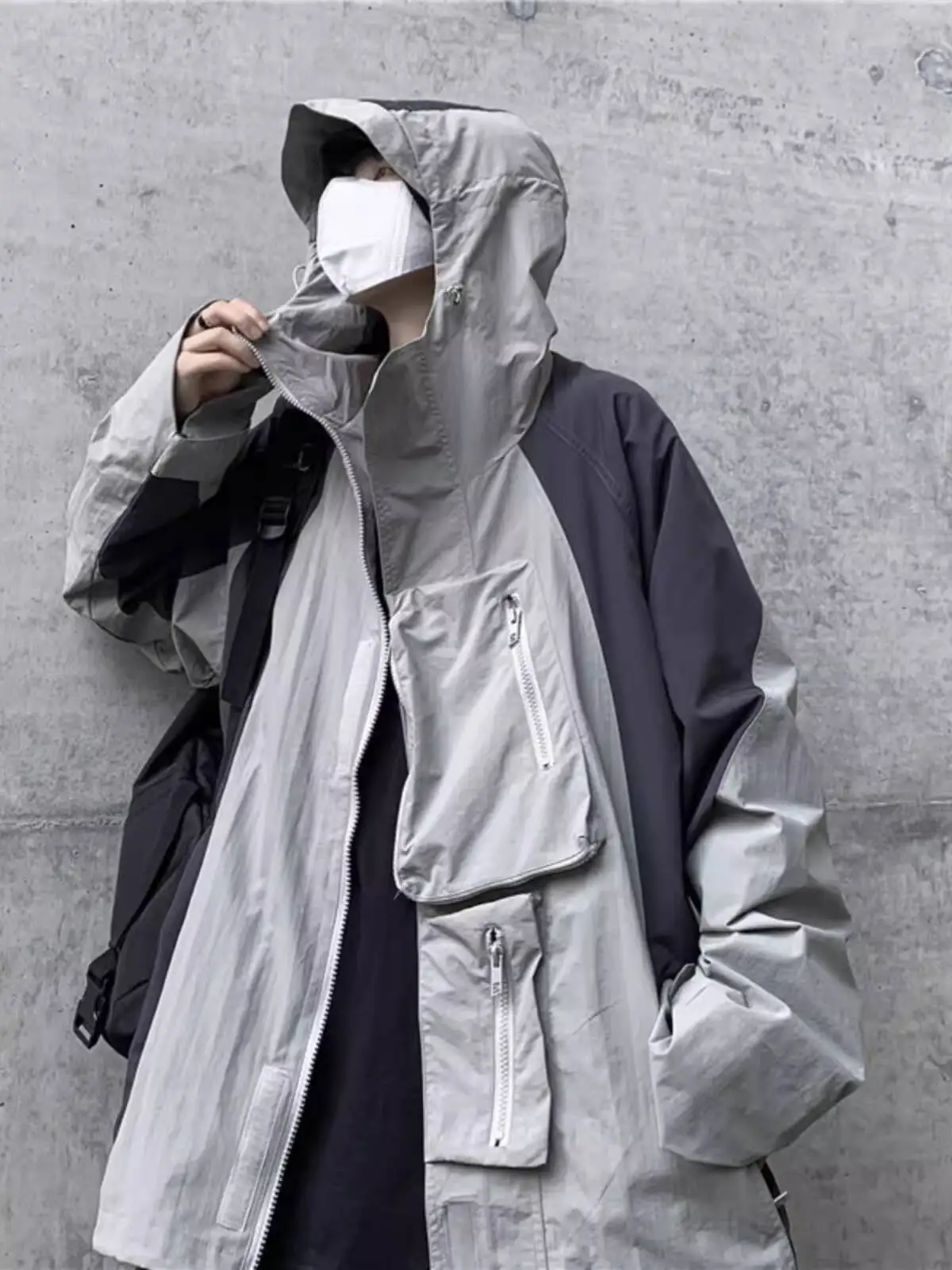 

Осенняя мужская тонкая ветровка 2021, цветная куртка с капюшоном и большим карманом, уличная функциональная куртка-карго