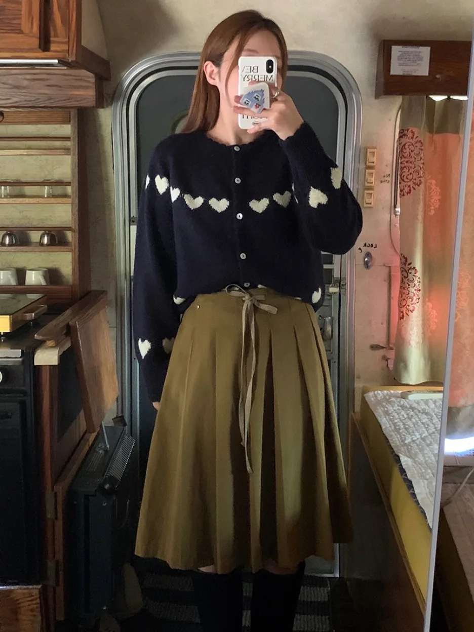 Anti-Aging Heavy Work Love Pattern Strickpullover Damen Long Sve Weiche warme Strickjacke Top für Herbst Neu eingetroffen