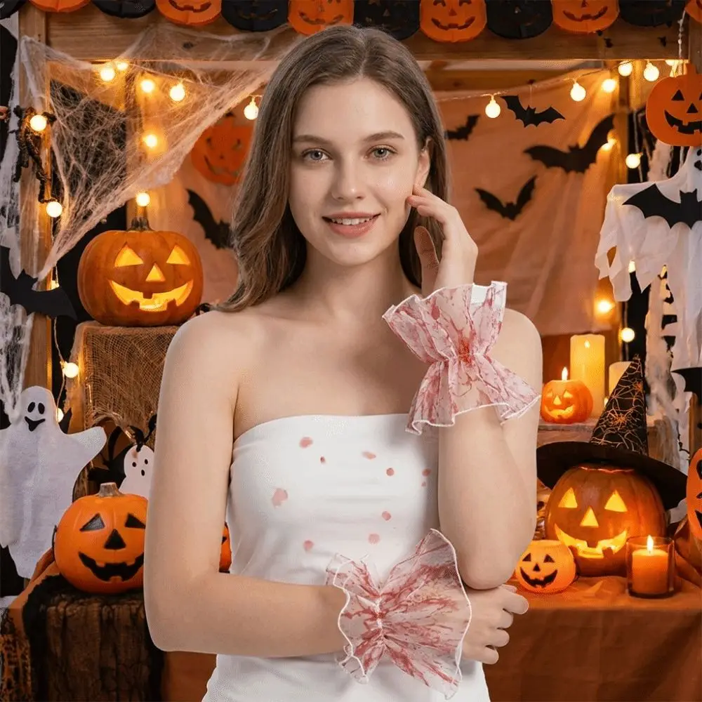 Elastic Lace Blood Colored Dress Up Set Detachable Sensory Stimulation Fake Blood Costume Kit Pleated Ruffles