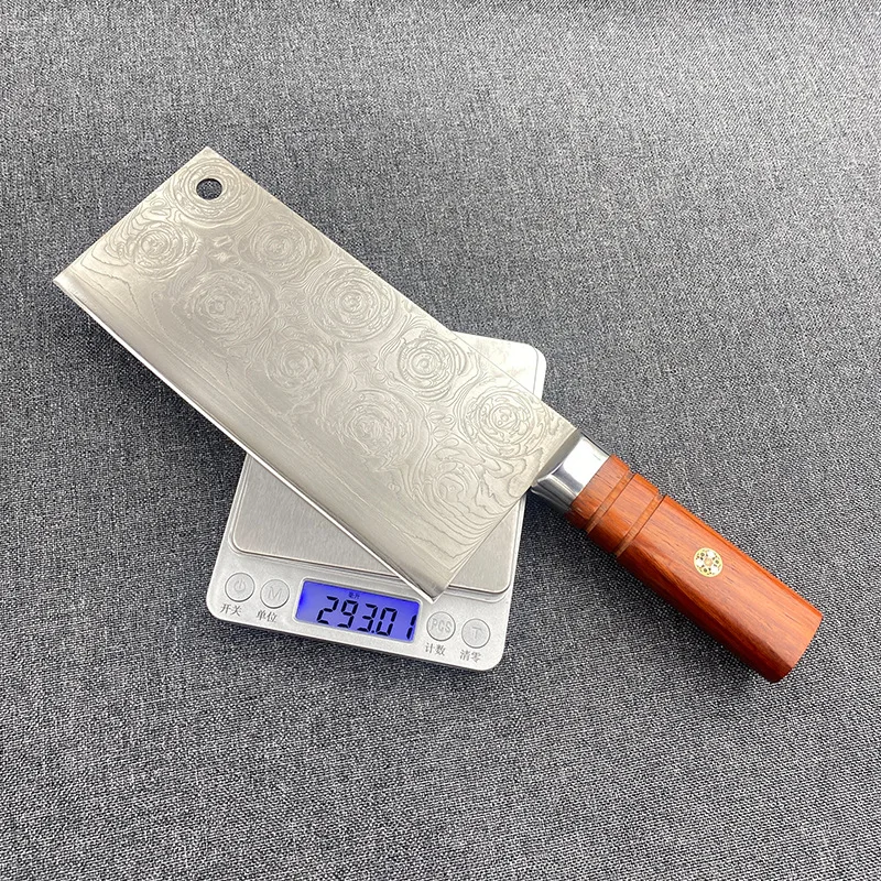 

7,5-дюймовый китайский поварской нож из дамасской стали, тесак для нарезки мяса и овощей, кухонный нож с деревянной ручкой, инструменты для приготовления пищи