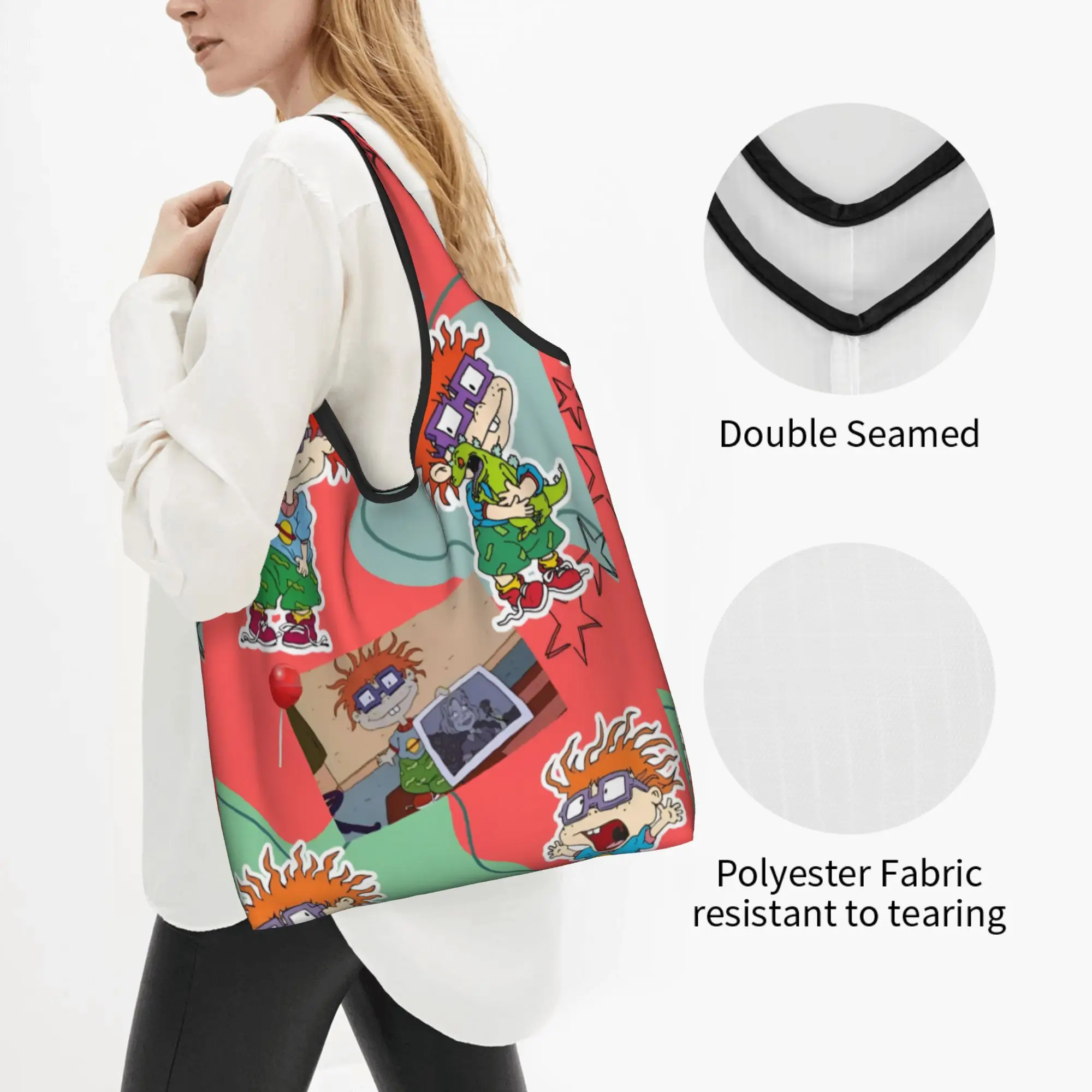 Custom R-Rugrated Anime Comic Manga Shopping Bags Women Portable Big Capacity Groceries  Tote Shopper Bags