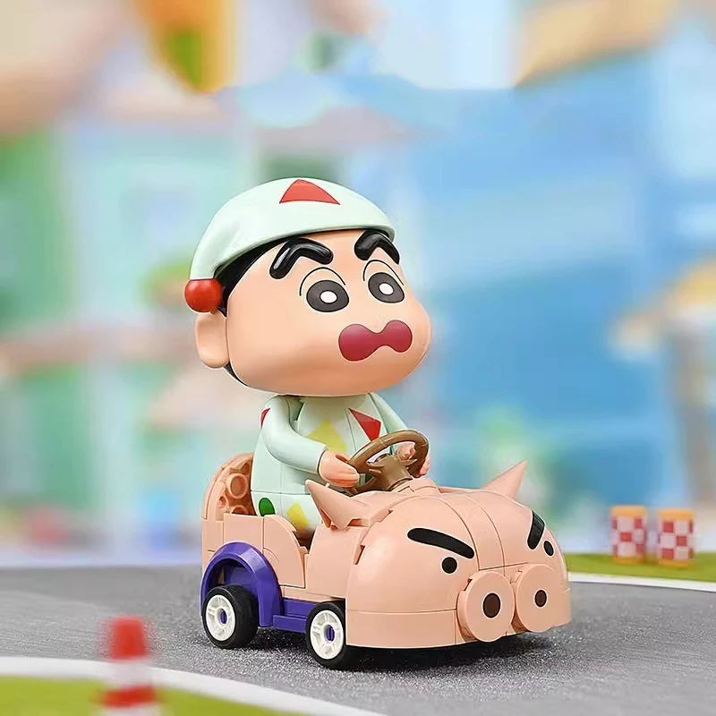 New Keeppley Crayon Shin-chan Building Blocks Car Series Decoration Puzzle Assembling Model Toys Birthday Gifts For Boys Girls