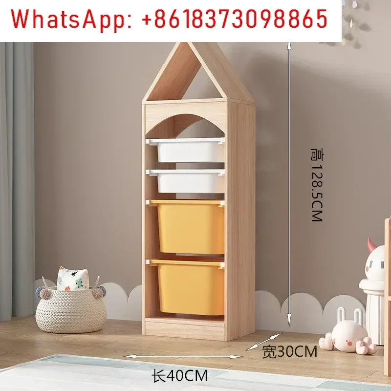 Opbergkast voor kinderspeelgoed Houten Shuffat-planken babyaclassificatie massief hout met meerdere niveaus