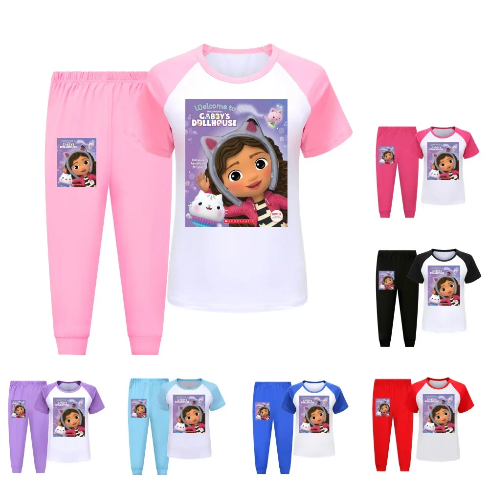 

Gabbys Dollhouse Pyjamas Kids Lovely Home Suits Gabby Cats Pijamas Boys Leisure Nightwear Baby Girls Short Sleeve Pajamas Set