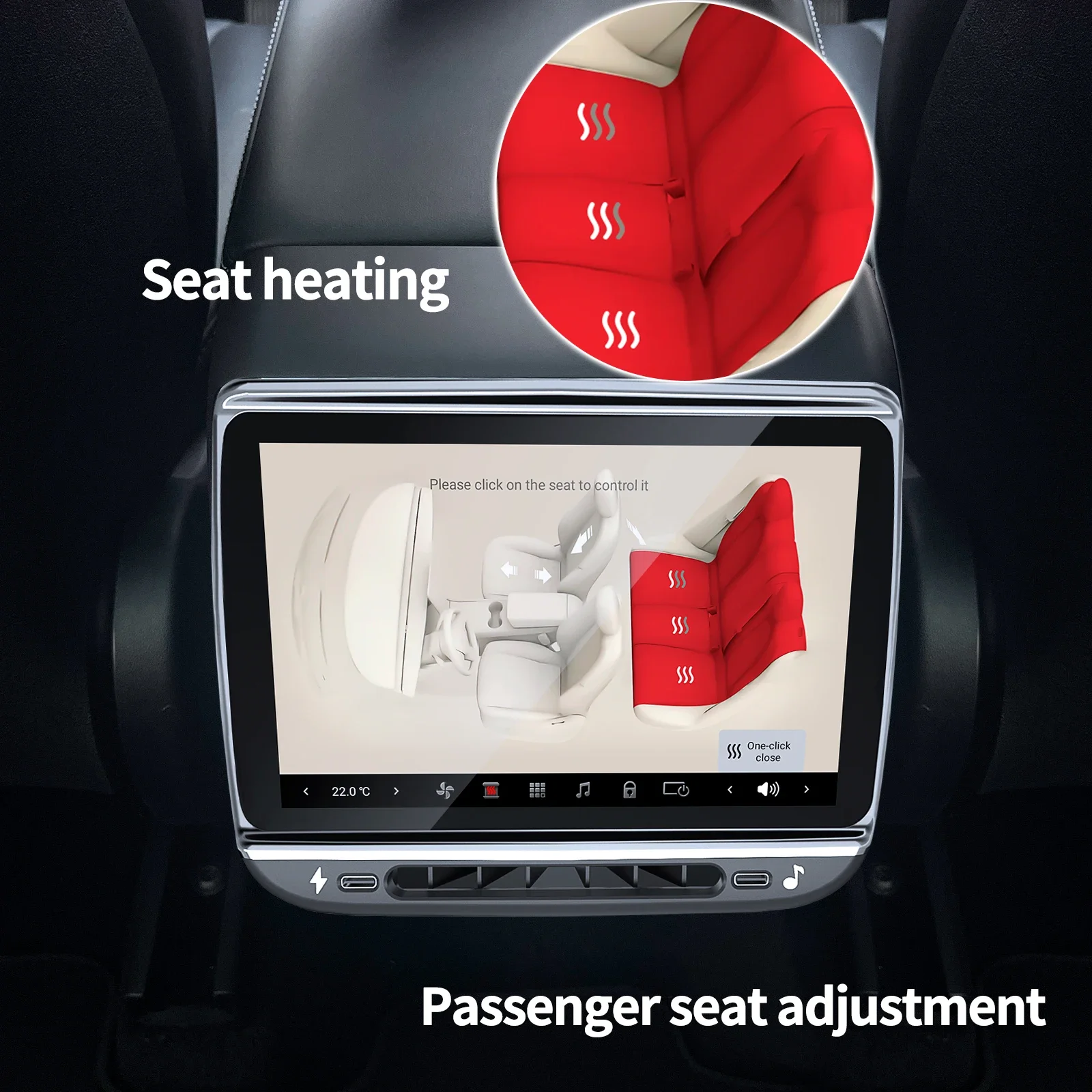 Rear Display for Tesla Model 3 2017-2023 and Model Y 2019-2024 Android 13 Rear Entertainment Display with AC Control Qualcomm