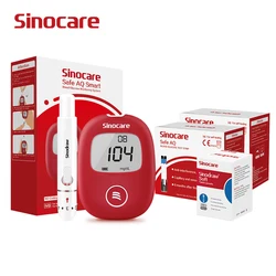 Sinocare Safe AQ Smart mg/dL mmol/L Blood Glucose Meter Diabetes Glucometer Kit &Test Strips Lancets painless Blood Sugar Tester