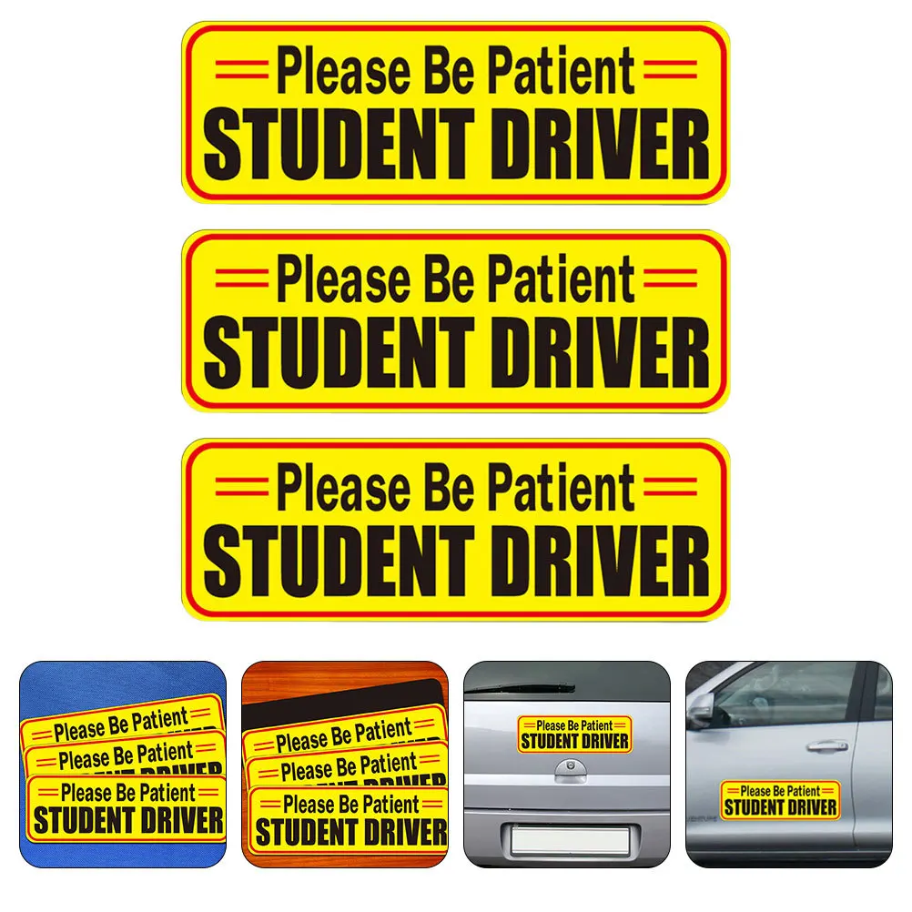 

3pcs Car Sticker Strong Reflective Magnet Reusable Safety Sign For New Driver Vehicle Decals Please