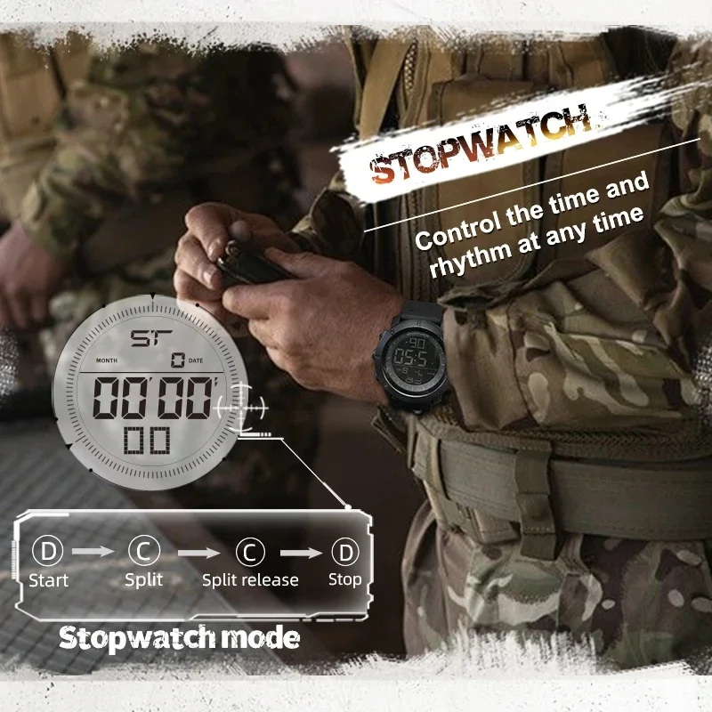 NORTH EDGE Men Military Army Digital Watch 50M Waterproof Sport Wristwatch World Time Multifunctional Outdoor Watch