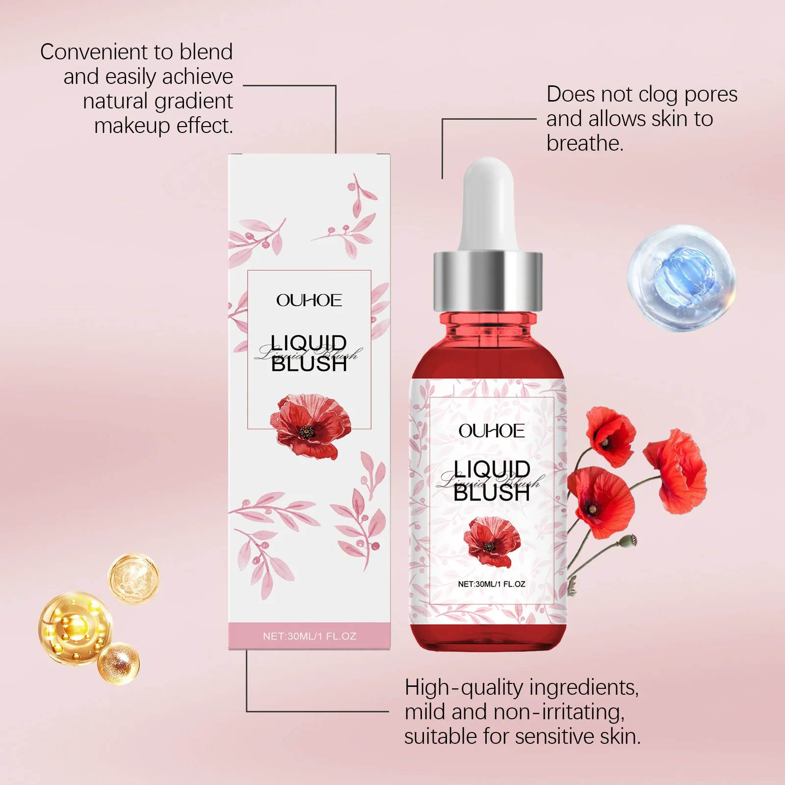Liquid Blusher Long-Lasting Coloring Antioxidant Healthy Natural Ruddy Cheek Versatile Moisturizing Lipstick Eye Shadow Makeup