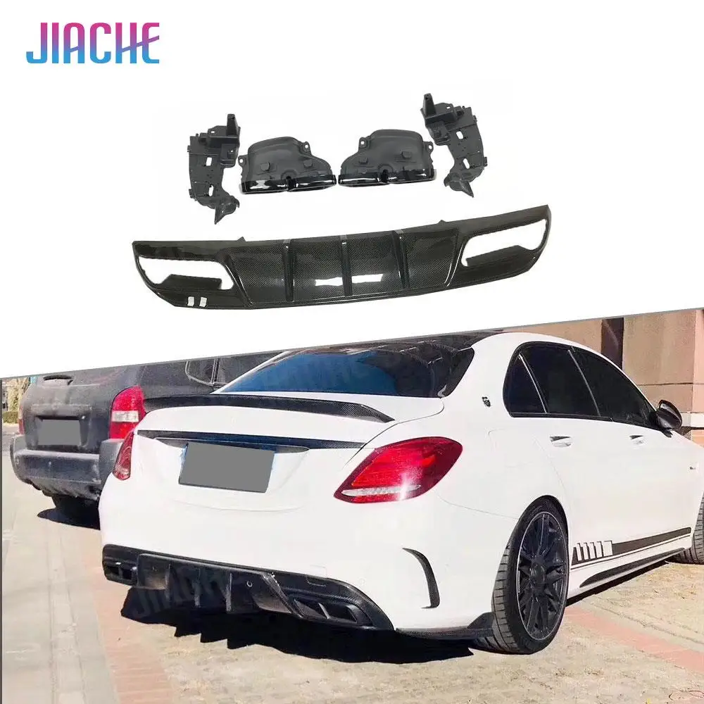 

Carbon Fiber Rear Bumper Diffuser Exhaust Tips for Mercedes Benz C class W205 Sedan 4 Door C43 C63 AMG Sport 2015 - 2020