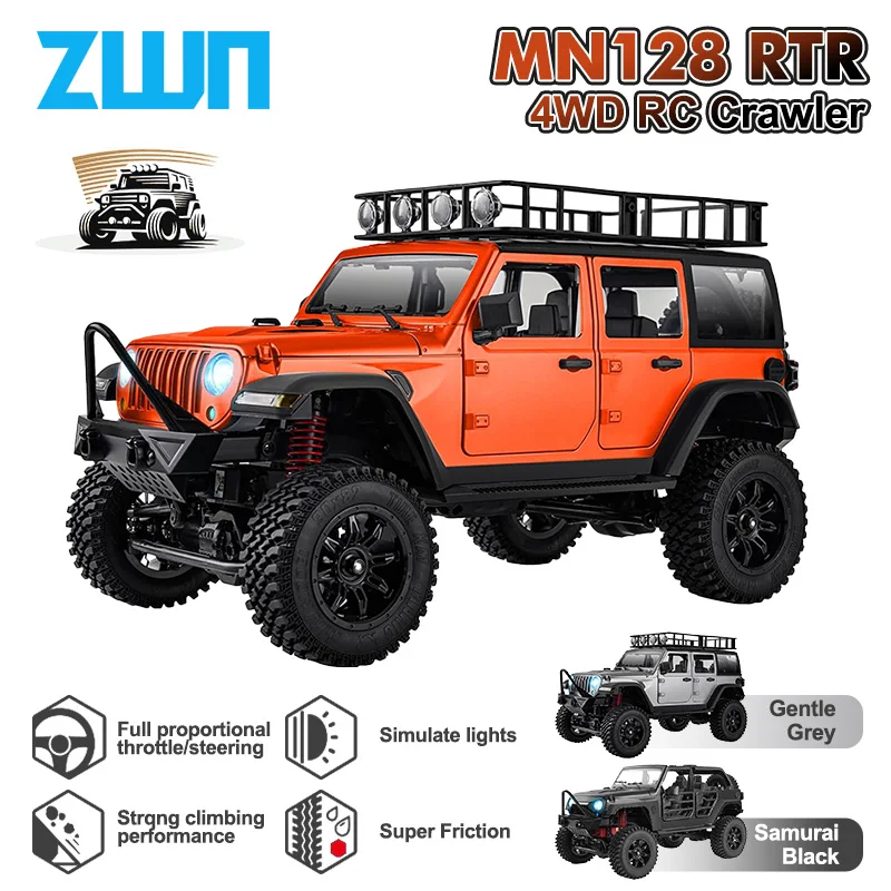 MN128 1:12 Remote Control Car 2.4g 4wd Full Scale Mnrc Rtr Led Light Rock Crawler Climbing RC Truck Adult Kids Christmas Gift