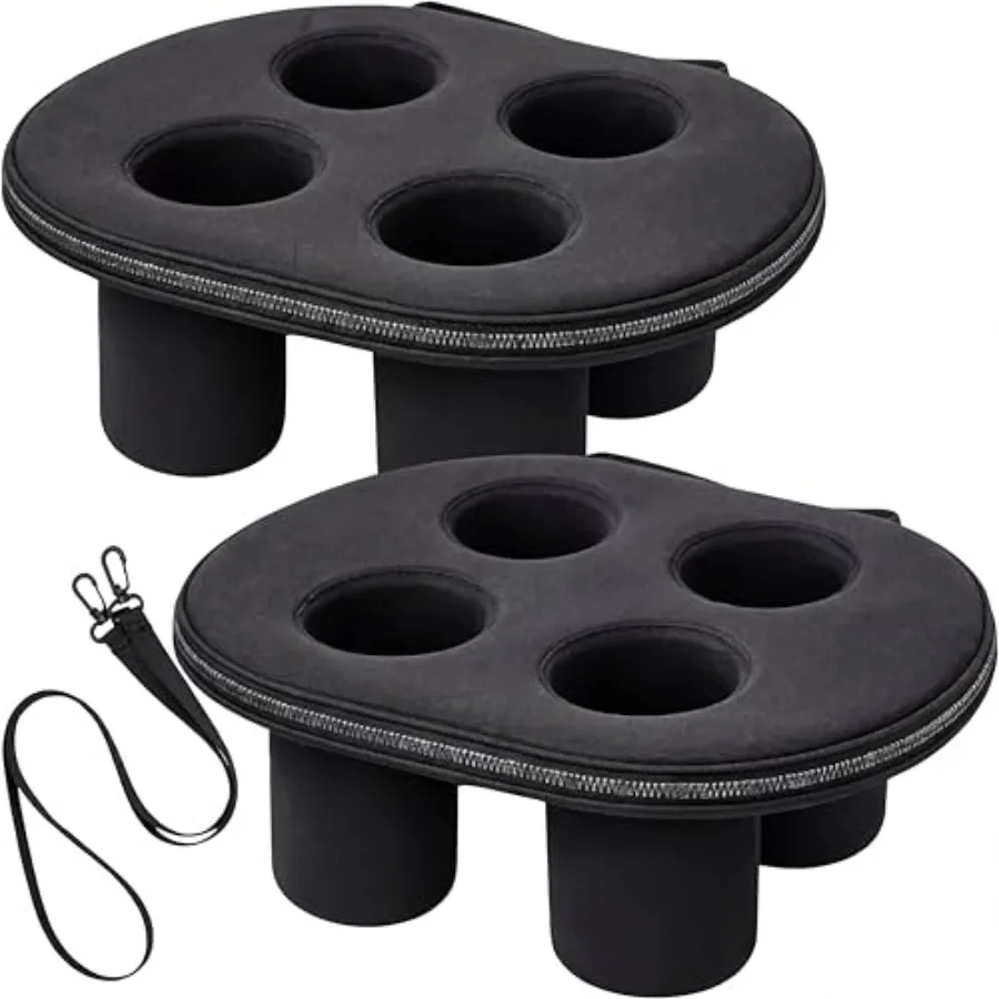 

2 Pcs Neoprene Floating Drink Holder 4 Cup Floating Coaster Pool Drink Holder with Rope for Summer Tub Fun Lake Boat Party