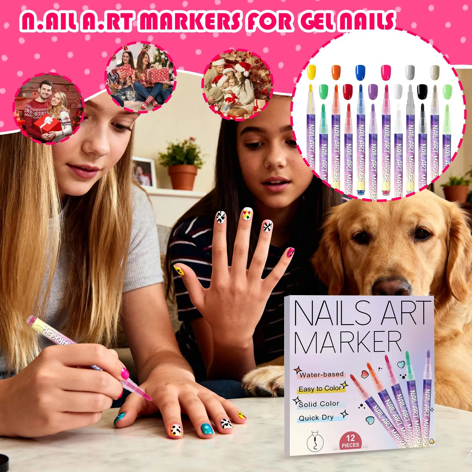 マニキュアペン 12 色 3D マニキュアペン爪描画マーカー女性用ホームサロンパーティーフォーマル結婚式旅行