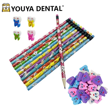 50 adet diş yaratıcı Molar şekilli sevimli karikatür desen kalem şekil silgiler diş hekimi hediye çocuklar için çocuk