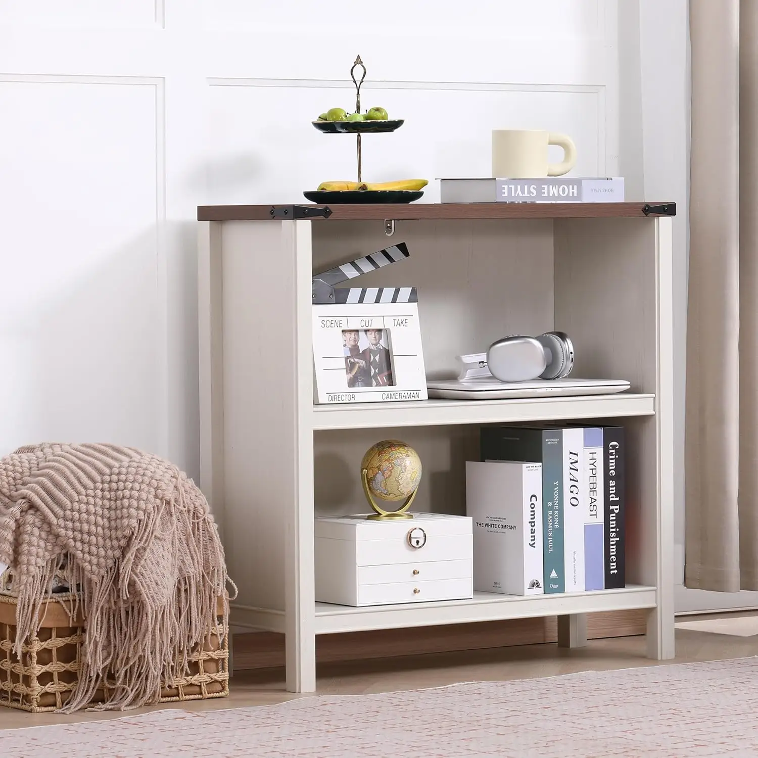 

30" Tall 2-Tier Farmhouse Freestanding Display Shelf Storage Organizer for Living Room Home Office Bedroom, Customized