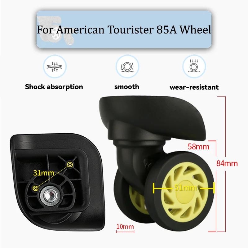 For American Tourister 85A Universal Wheel Replacement Suitcase Rotating Smooth Silent Shock Absorbing Wheel Accessories Wheels