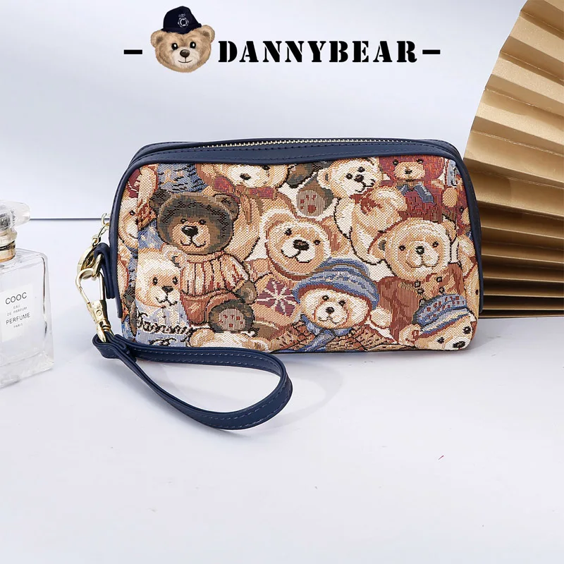 Danny Bear 19cm Cute Bear Handbag Knitted Jacquard Craft Design Hardware Zipper To Meet Daily Capacity Needs Girl Gifts