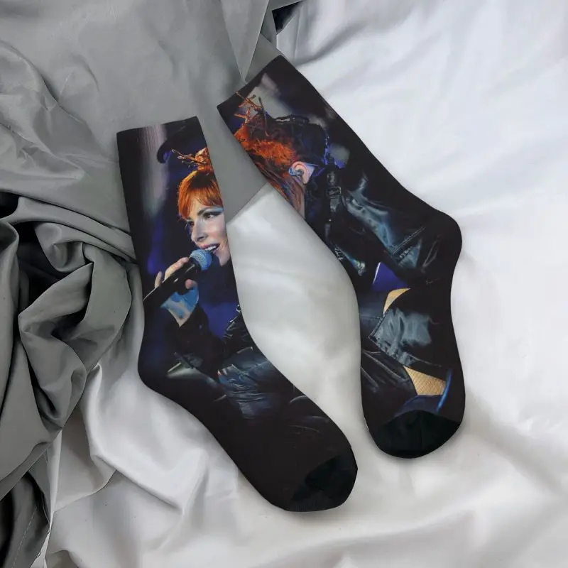 Beautiful Mylene Farmer Men's Crew Socks Unisex Cute 3D Print French Singer Dress Socks