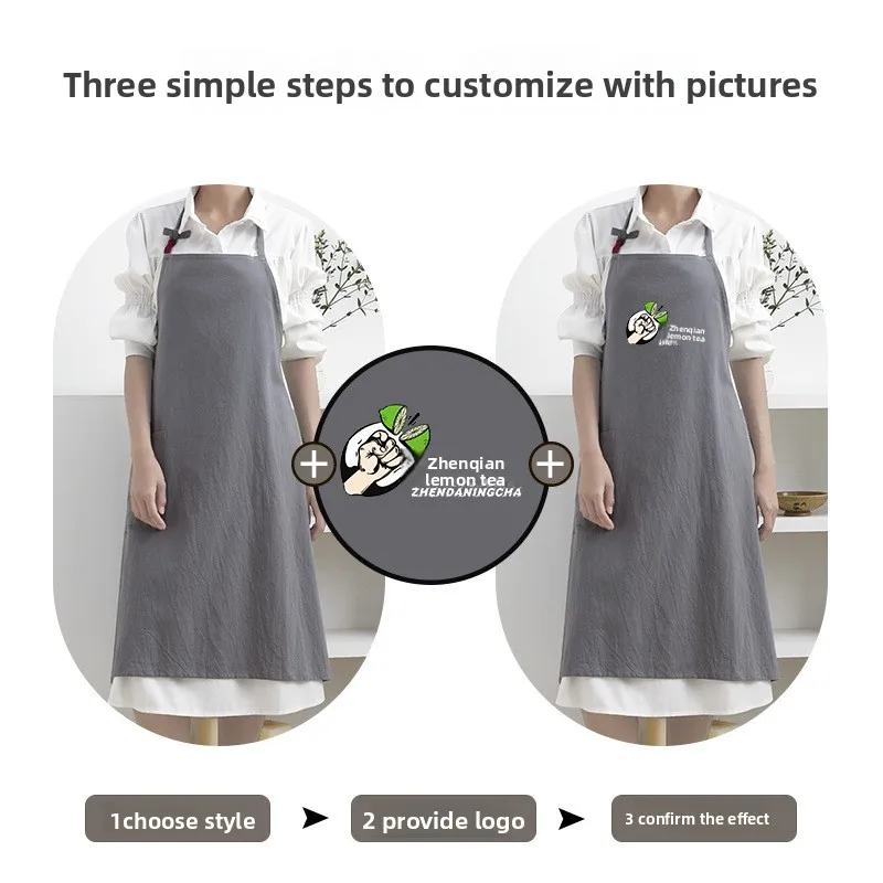 

Custom Logo Cotton Linen Apron Korean Style Artistic Floral Shop Painting Unisex Eco-Friendly Kitchen Wear for Artists