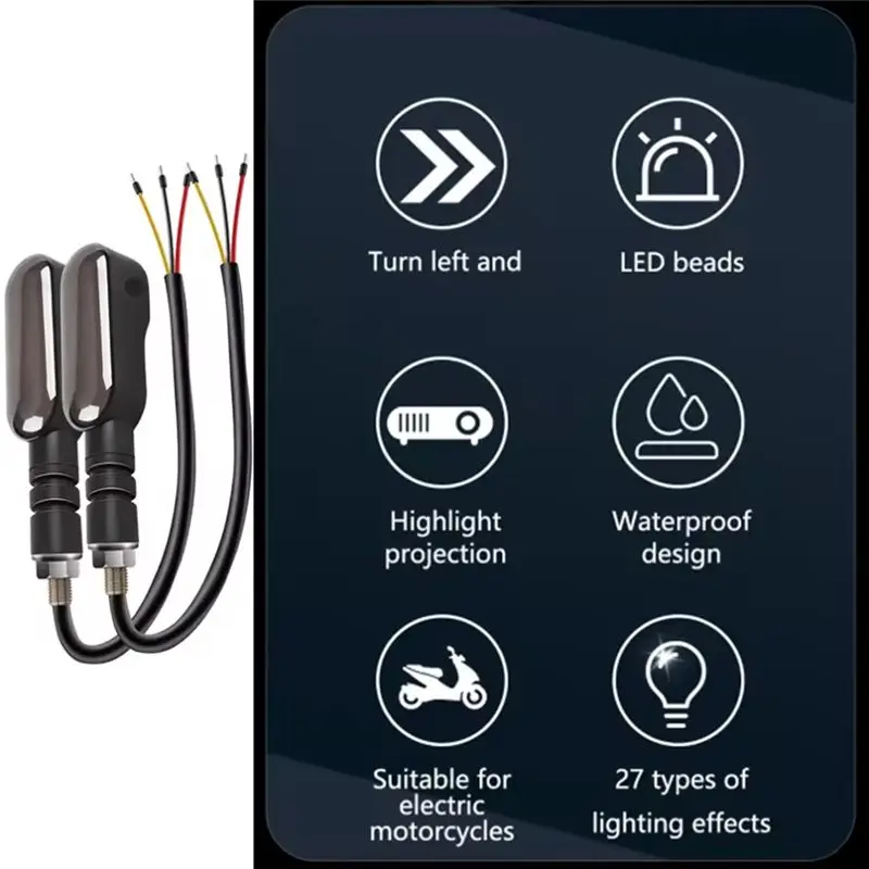 2PCS Colorful LED Turn Signal Lamp For Motorcycles - Waterproof Projection Light