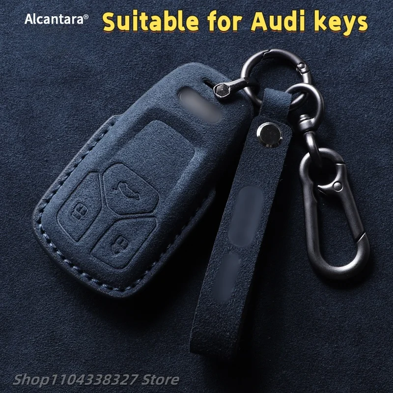 

For Audi A4L Full Wrap Scratch Resistant Key Cover A5 Buckle Q5L S4 A6L A7L A8L Q7Q8 Suede Key Case car accessories