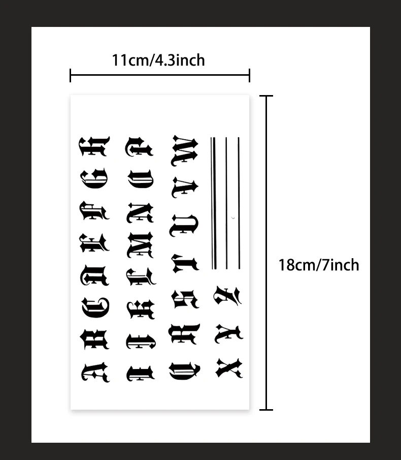 Langlebige wasserdichte Tattoo-Aufkleber, simulierte nicht-reflektierende temporäre Tattoos mit englischem Muster für Finger und Arm, Fake-Tattoo. – Detail 2