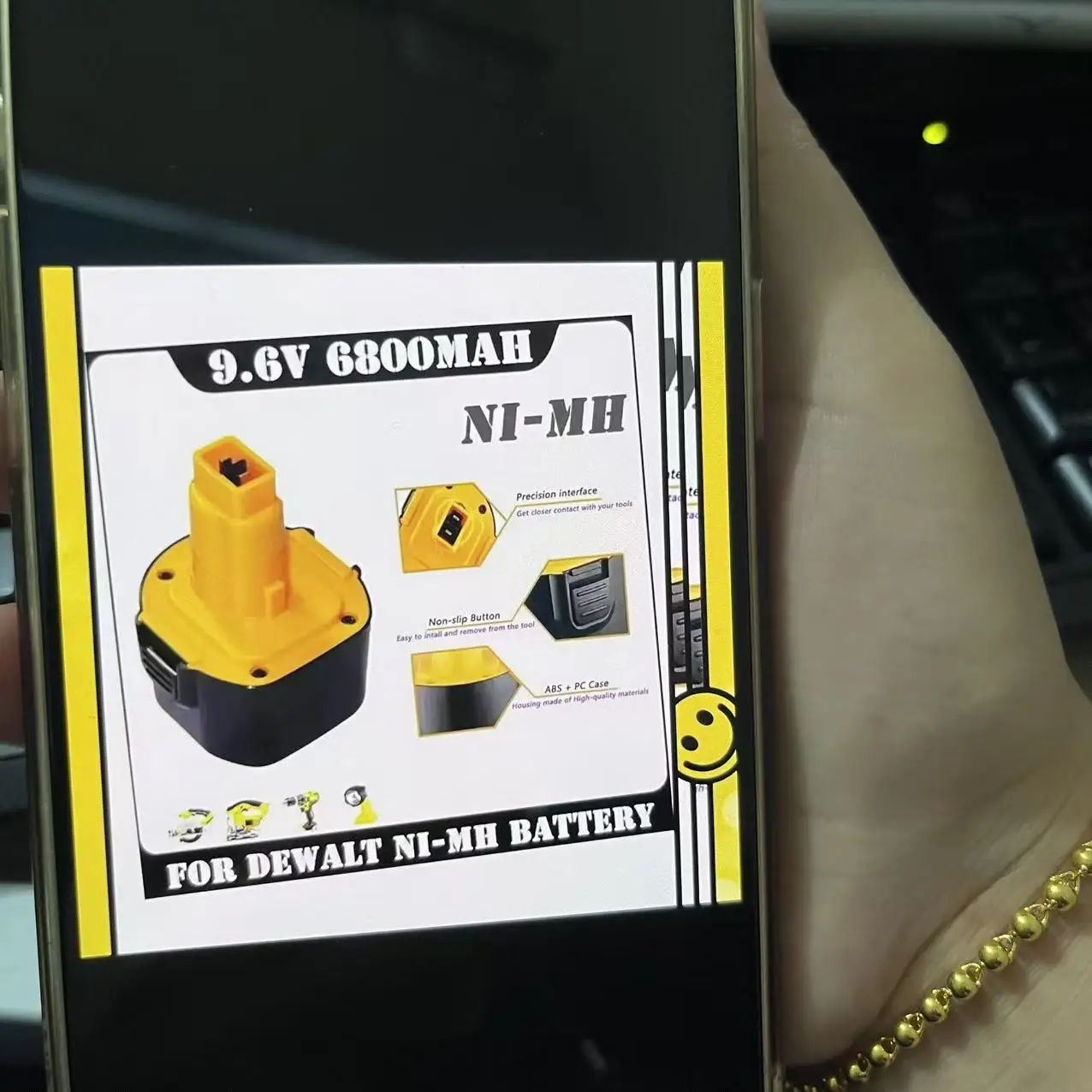 

Сменный аккумулятор NI-MH 9,6 В 9800 мАч для электроинструмента Dewalt, DW9061 DW9062 DE9036 DE9062 DW96149