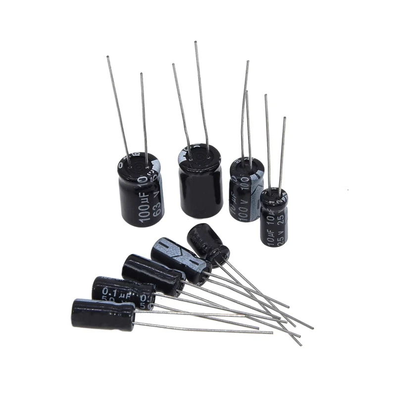 【20PCS】400V through-hole aluminum electrolytic capacitors: 0.47μF/4.7μF/47μF/470μF, 10V/16V/25V/35V/50V/63V.