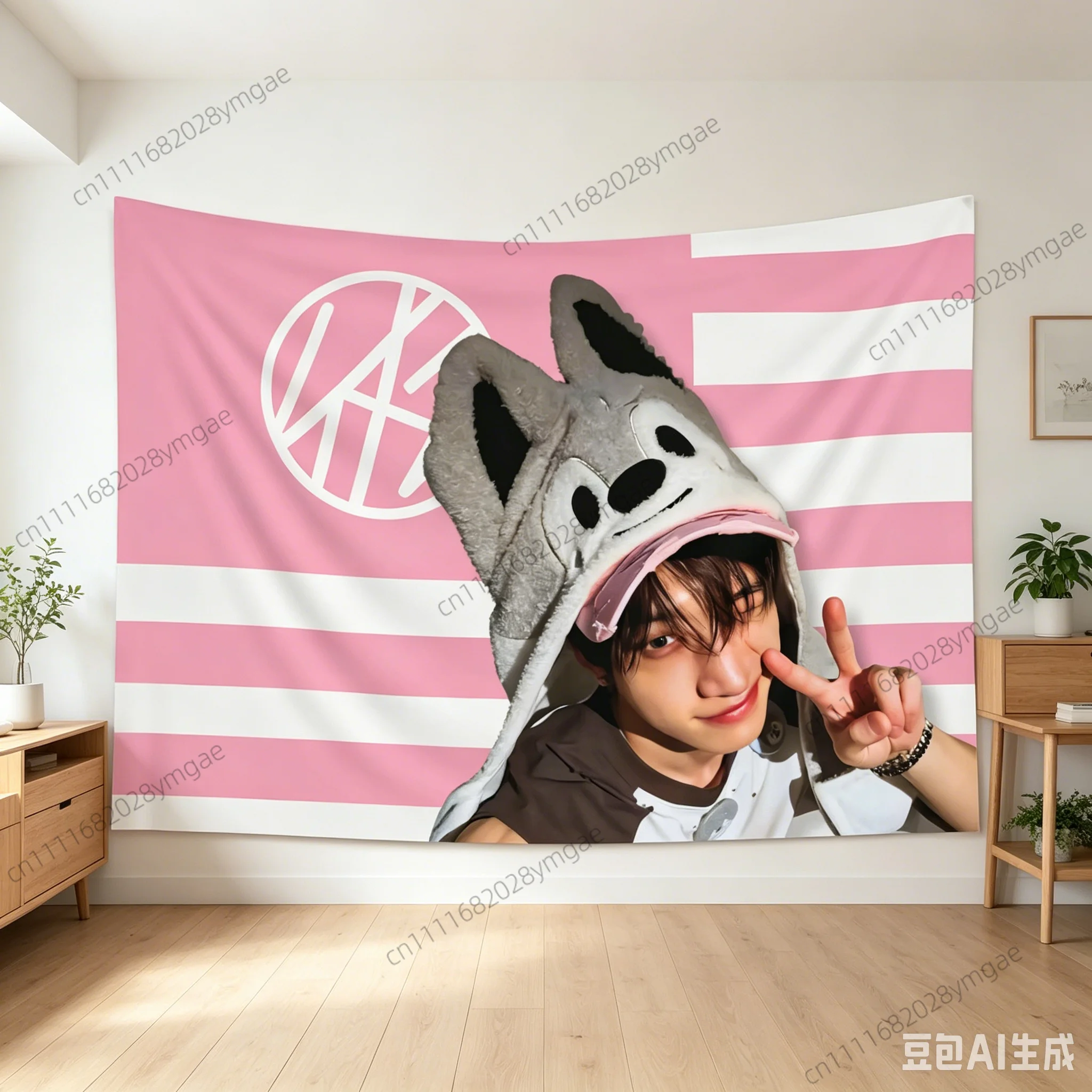 Aesthetic Poster Wall Tapestry SKZBang Chan American Flag Pink Concert Banner Bedroom Dorm Background Cloth Kpop Idol Fans Decor