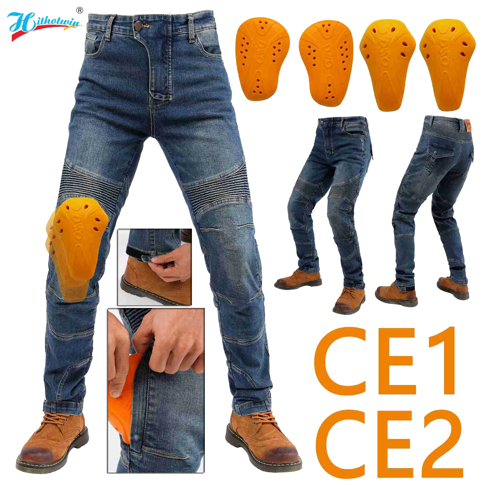 

Men's Motorcycle Jeans Blue Mesh Protective Riding Pants Touring Motocross Motorbike Trousers with Abrasion Resistance Blue