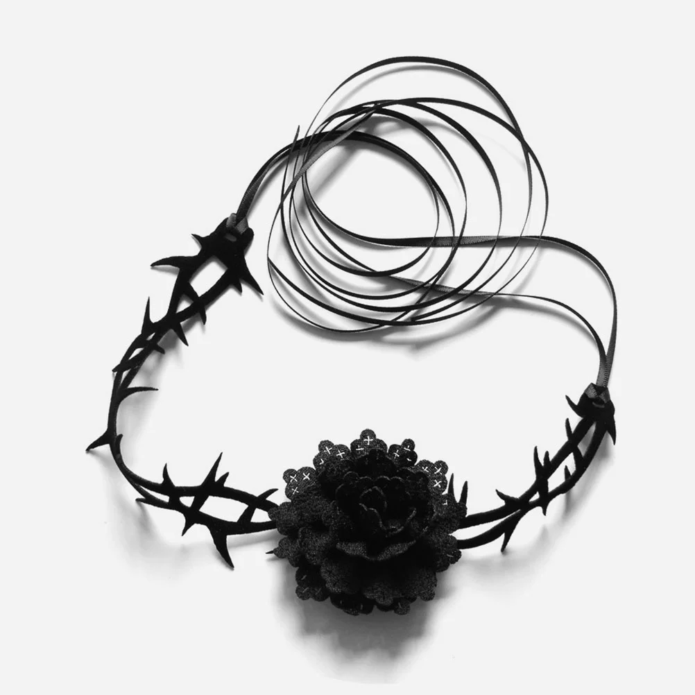 Halloween Witch Necklace Flower Choker Necklaces for Women Decor Black Trendy Rose Chokers Girls