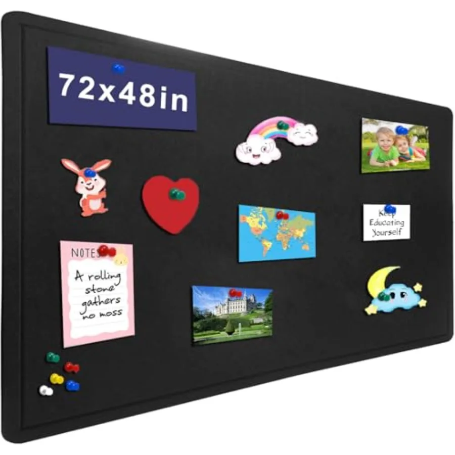 

Large Bulletin Board - 72 X 48 inches Cork Board with 30 Pushpin 6' x 4' Felt Cork Board Notice Pin Board Self-Adhesive Vision